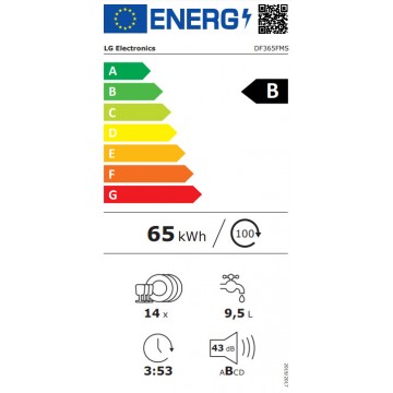 LG DF365FMS Ελεύθερο Πλυντήριο Πιάτων με Wi-Fi για 14 Σερβίτσια Π60xY85εκ. Μαύρο